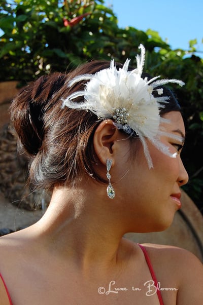 Bridal Feather Hair Piece Vintage Inspired : Luxe in Bloom