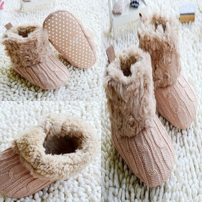 Infant Baby Toddler Crochet/Knit Fleece Boots Warm Knit Bootee Crib Shoes Socks