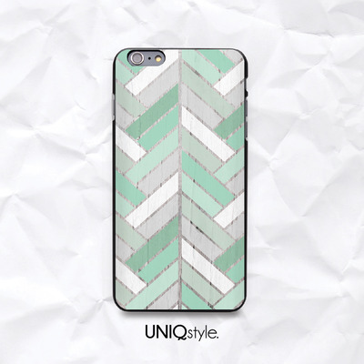 Mint Green Chevron wood print case for iPhone 7/6/6s, Ombre mint geometric case for Samsung, Sony, LG, Nokia