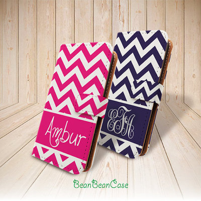 Chevron zig zag monogram custom wallet flip pu leather case for iPhone 7/6s/5s/5c, Moto X moto X2, Samsung Note 4 5 S6 edge S5, personalized