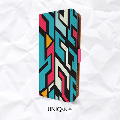 Colorful geometric pattern PU leather flip case for iPhone 7/6s, Samsung Note 5, S6 Edge, S8, S7, LG G6, G5, Nexus 5X, Sony Z3 - A63
