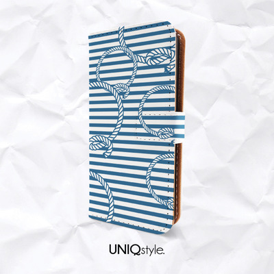 Blue striped PU leather flip case for iPhone 7/ 6s, iPhone 5C, Samsung S8, S7 Edge, Note 5, S6 S7, HTC One M9, LG G6 G5 - A60