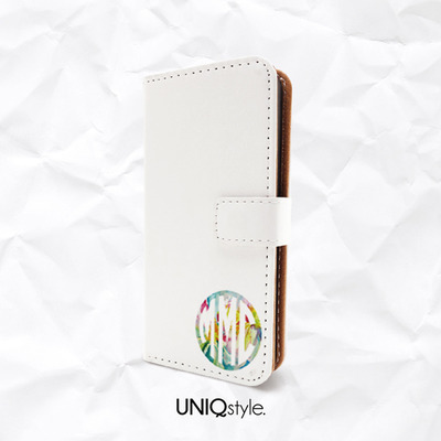 Floral flower personalized monogram Custom PU leather flip case for iPhone 7/6s, Samsung S6, S7, S8, Note 5, LG G6, Nexus 5X, HTC One M8, Moto X - i40