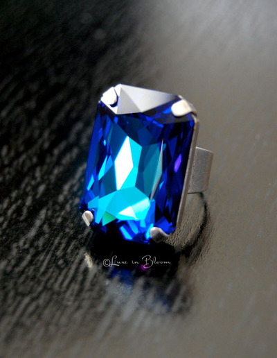 Wedding Swarovski Bridesmaid Rings in Bermuda Blue Style #R801