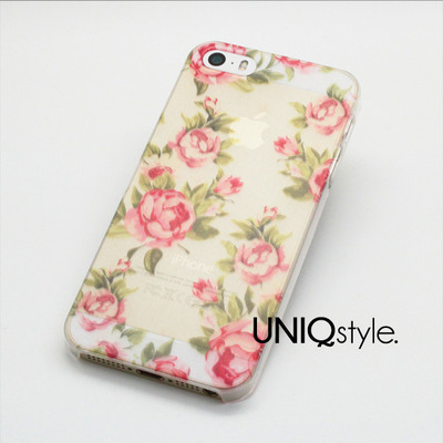 Semi transparent floral phone case for iPhone 7/6 4/4s 5/5s 5c, Samsung Galaxy S8 S7 Note2 Note3 vintage red rose flower matte PC cover - E06