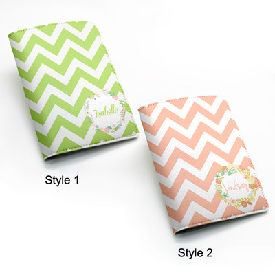 Chevron Zigzag Custom Name Personalized PU Leather Passport Holder Case Travel Wallet Cover -- custom name monogram flower floral rose (K37)