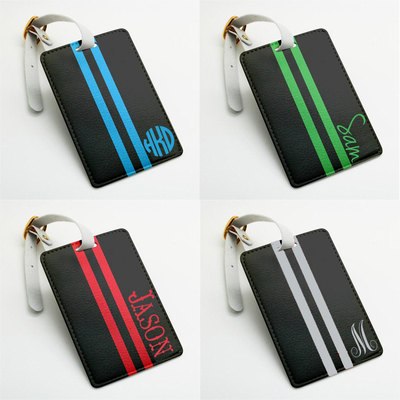 Striped Personalized Luggage Tag, Bag Tag, Travel Tag, Suitcase Tag, Id tag, Custom Name Monogram Initial, many colors (E74)