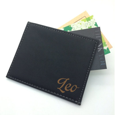 Genuine leather cards holder, pocket money cash slim wallet for man, personalized name or custom text message