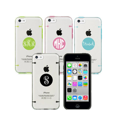 iPhone 5 case 5s case, iPhone 5c case, iPhone 6 6 plus case, Transparent bumper clear hard cover, personalised monogram name custom made
