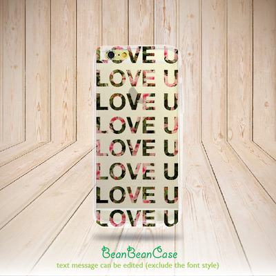 Plastic transparent clear iPhone 6 4.7" iPhone 6 Plus 5.5" case, iPhone 5C iPhone 5s 5 4 4s clear case, love u custom text (A103)