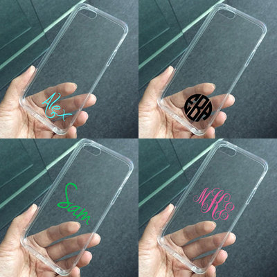 Transparent clear case for iPhone 6, iPhone 6 Plus, iPhone 5C 5S 5 4 4S case, personalized monogram name custom made plastic case tpu edge