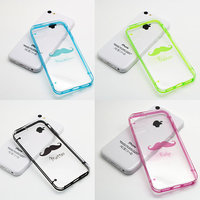 iPhone 5c 5s 5 case, iPhone 6 6 plus case, Transparent clear cover, mustache design, personalized name custom clear back cover case (K23) - Thumbnail 1