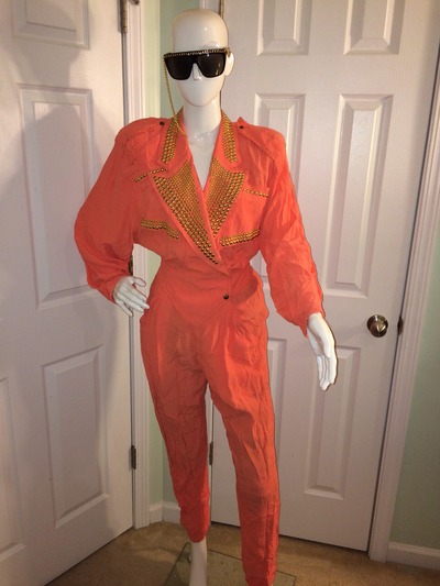 Vintage tif peach gold/ beaded jumper size l