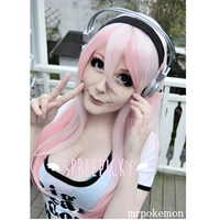 Cosplay Super Sonico Pale Pink Long Wig Free Ship SP141223 - Thumbnail 2