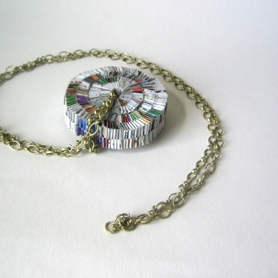 Eco Necklace - Layered Junk Mail on Brass Chain