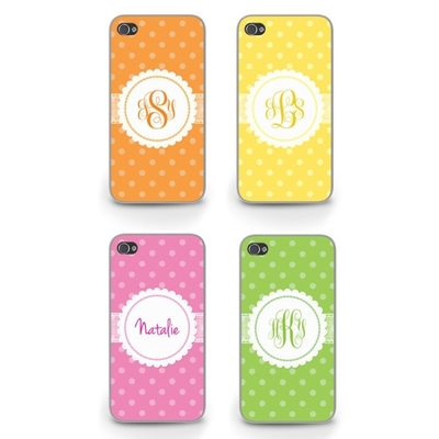 Personalized polka dots monogram name initials case, for iPhone 6s, Samsung S6/Note5, Sony, LG Nexus, Nokia Lumia, HTC One M8/M9, Moto X Moto G(C01)