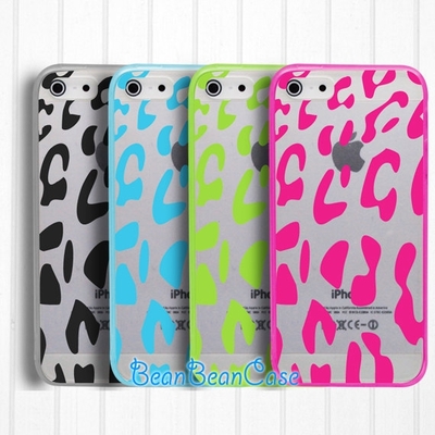 Leopard print iPhone 6 6 Plus case, 5C 5s 5 4 4S clear case, Samsung Galaxy S4 S5 clear case, transparent cover extra protection (L08)