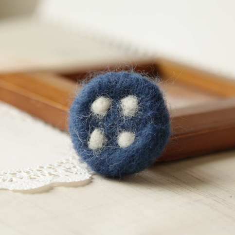Funny Needle Felt Button Brooch, Blue