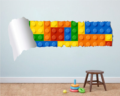 Lego Effect Style Torn Wall Sticker Not associated with Lego Brand