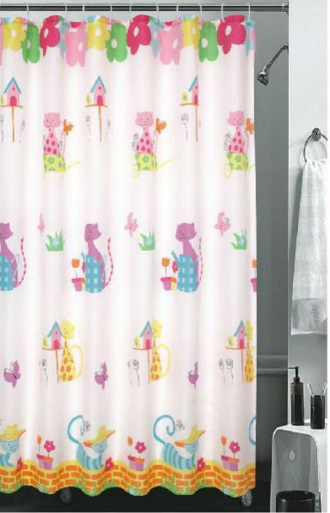 CARTOON CAT Color Design 180 x 180 cm POLYESTER Bathroom Use SHOWER CURTAIN SET