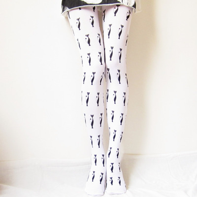 You are purrfect // painted cat pattern tights-pantyhose