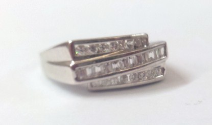 Stainless Steel 3mm CZ Ring Band Platinum Sterling Stainless Silver Color Ring