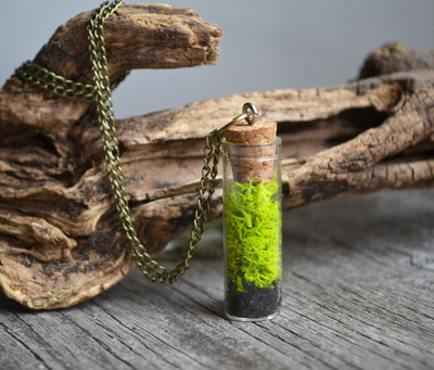 Moss Necklace, Nature Lover Gift, Vial Necklace, Plant Jewelry, Canadian Shop