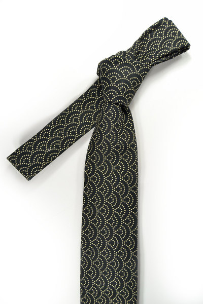 Black and ivory dots japanese motifs necktie