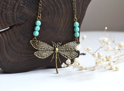 Dream Dragonfly Necklace, Butterfly, Fairytale Dragonfly, Wing Necklace, Turquoise, Canadian