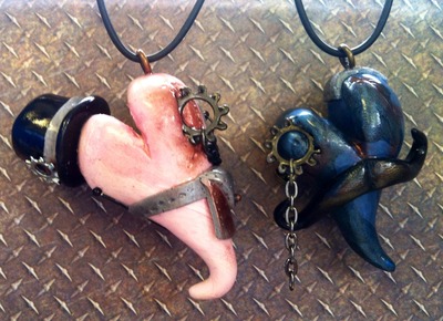 Steampunk Heart Pendants - Lg