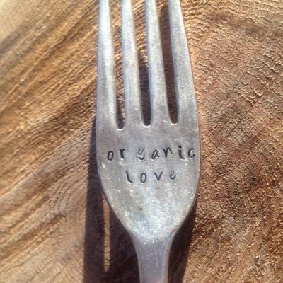 Organic love hand stamped fork garden marker - Thumbnail 3