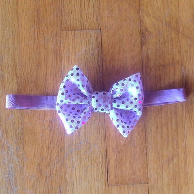 Lavender Sequin Bow on Elastic