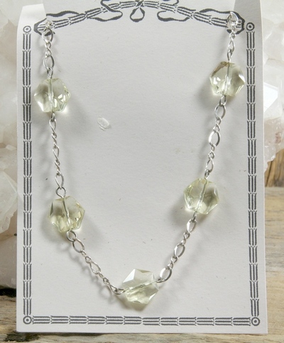 Lemon Citrine on Silver Chain Necklace