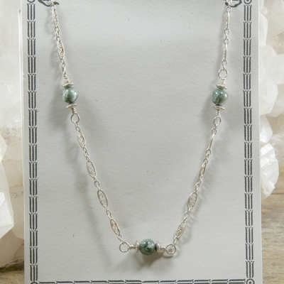 Seraphinite on silver chain necklace - Thumbnail 2