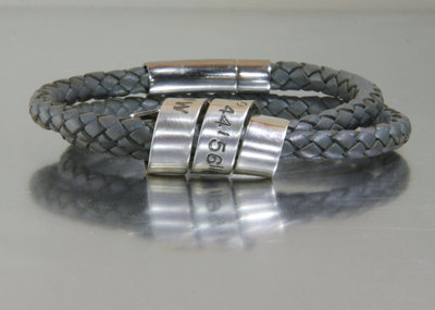 Men's Jewelry - Leather Cuff Bracelet CUSTOM Stamped message - anniversary wedding gift - latitude longitude - EcoFriendly Designer Quality