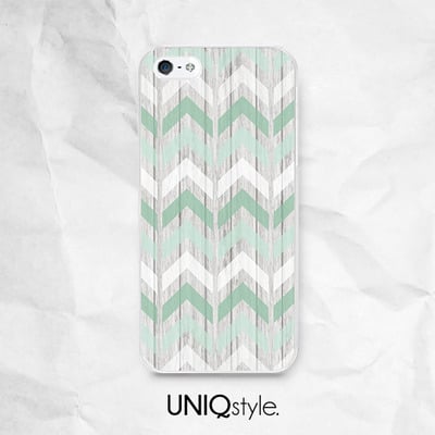 Mint green chevron wood print case for iphone 7/6/6s, ombre mint geometric case for samsung s8/s7/s6 edge, sony z5, lg g6, nexus 5, htc one m9 - s01 - Thumbnail 1