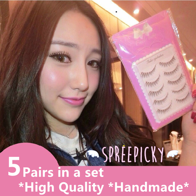 NATURAL Dolly Look Handmade False Eyelashes 5 Pairs In One Set Free Ship SP141596