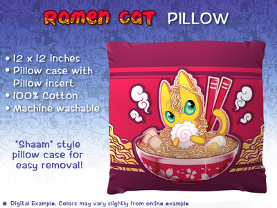 Ramen Cat Pillowcase