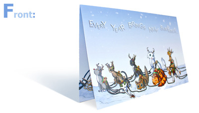 "Santa's Reindeer Cats" Holiday Card