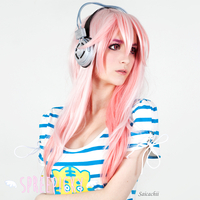 Cosplay Super Sonico Pale Pink Long Wig Free Ship SP141223 - Thumbnail 1