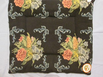Floral on Black Brocade Bed, 27"x24"