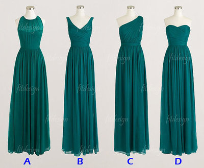 teal bridesmaid dress, long bridesmaid dress, chiffon bridesmaid dress, cheap bridesmaid dress, mismatched bridesmaid dresses, BD14057