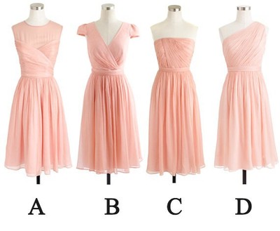 short bridesmaid dress, pink bridesmaid dress, chiffon bridesmaid dress, cheap bridesmaid dress, mismatched bridesmaid dresses, BD140871