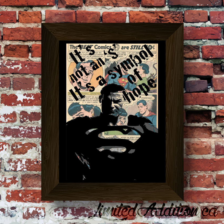 Its not an S, Its a symbol of hope Upcycled vintage comic book art print. #0031