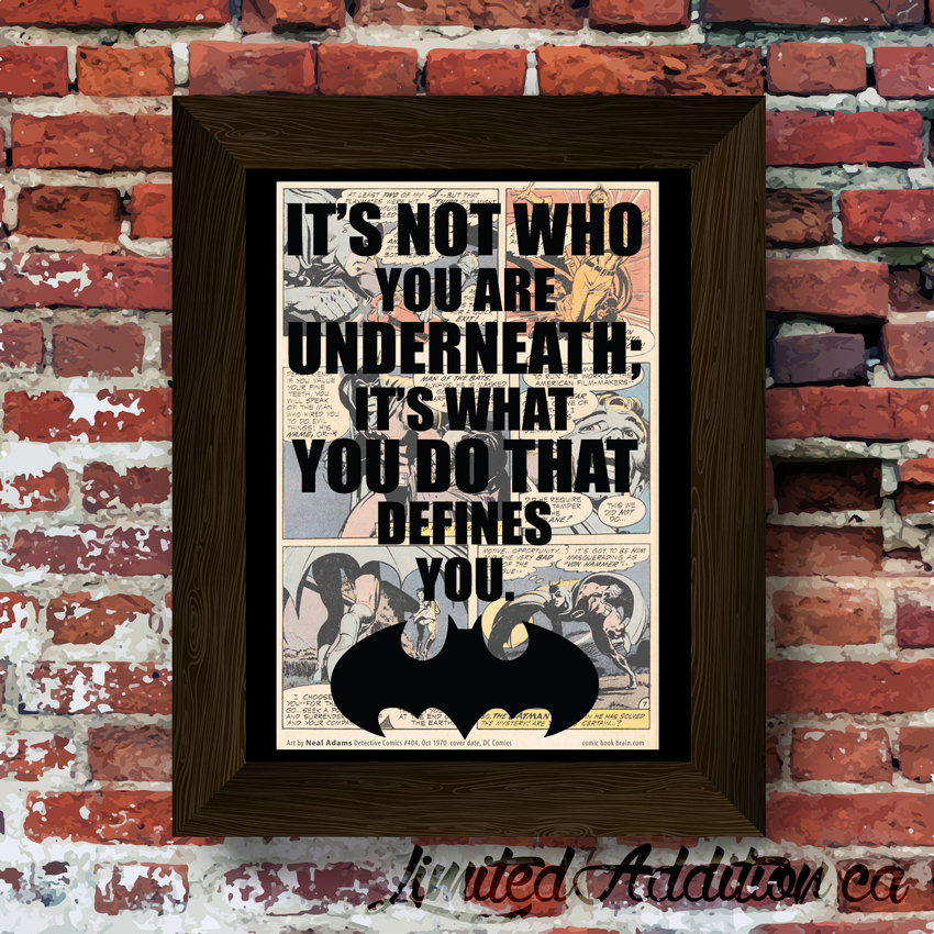 Batman Inspired quote with symbol Upcycled vintage comic book art print. #0043