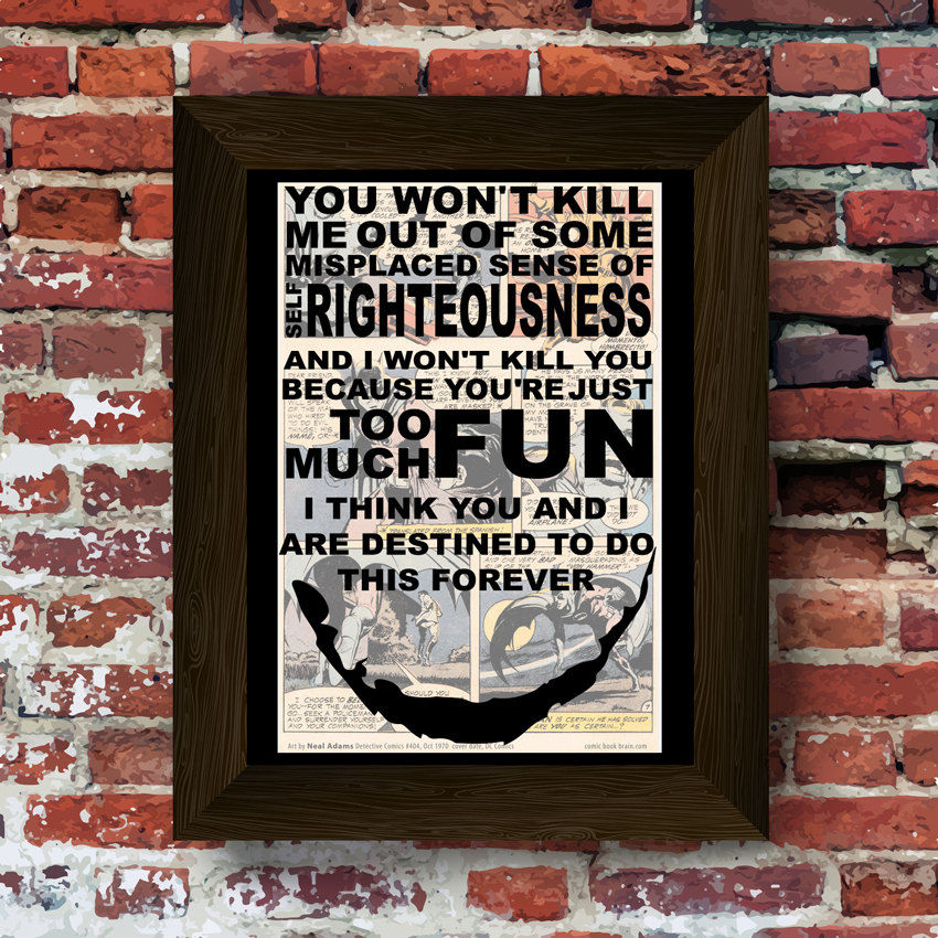 Joker Destined To Be Together quote Super Hero Upcycled vintage comic book art print. #0029