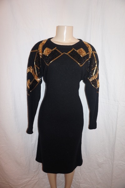 Vintage megalia black/gold sweater dress size xl