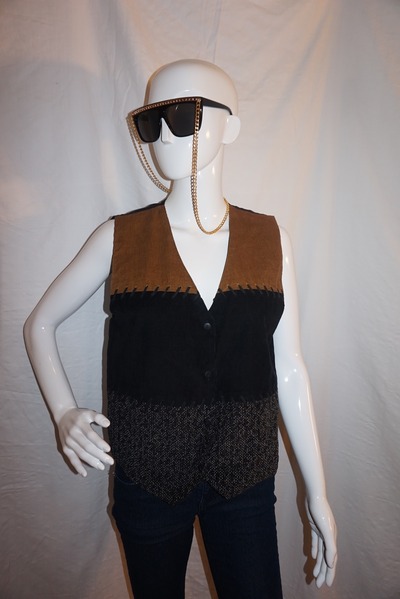 Vintage paul harris brown black vest size s