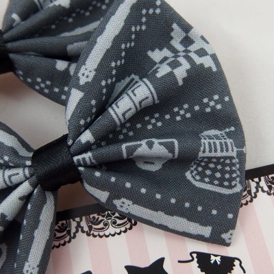 Doctor who inspired grey knit look fabric hair bow--tardis, dalek, weeping angel - Thumbnail 4