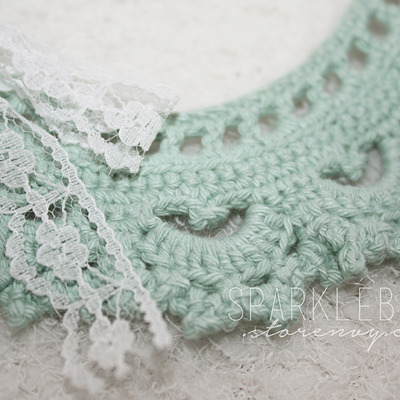 Crocheted lace collar, mint  - Thumbnail 5
